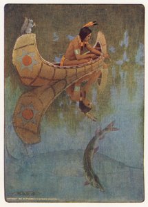 Illustration till Hiawatha av Longfellow (färglitografi)