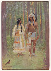 Illustration till Hiawatha av Longfellow (färglitografi)
