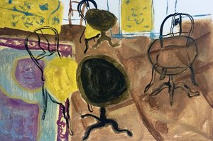 Yellow Interior, 2018 (olja på papper)
