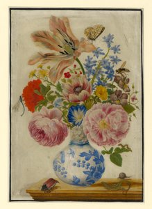Kinesisk vas med rosor, vallmo och nejlikor av Maria Sibylla Merian