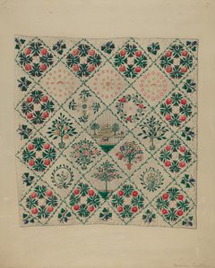 Broderat applikationsquilt av Marian Curtis Foster