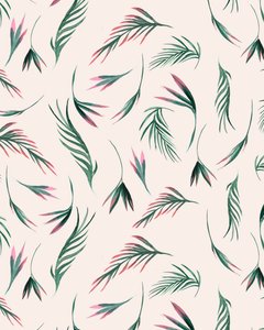 Tropiska blad i rosa, 2020 (akvarell) av Marianna Kulukundis