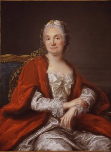 Marie Therese Rodet Geoffrin, saloniere francaise - Porträtt av Madame Geoffrin (1699-1777), av Loir, Marianne (1715-1769). Olja på duk, ca 1760. Privat samling av Marianne Loir