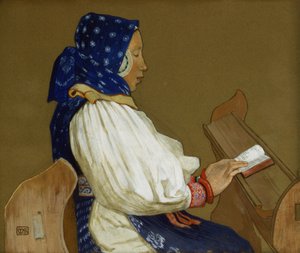 En slovakisk kvinna vid bön, Vazcecz, Ungern, 1907