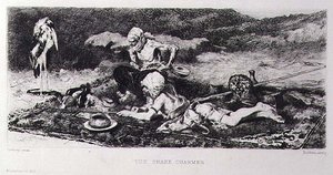 Snake Charmer, graverad av Emile Boilvin (1845-99) (gravyr) av Mariano (after) Fortuny