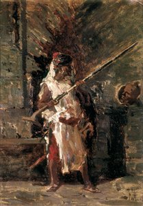 Askari (soldat från de koloniala väpnade styrkorna i Östafrika). Målning av Mariano FORTUNY (1838-1874)