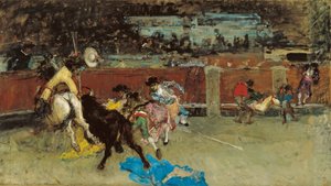 Tjurfäktning. Wounded Picador - Fortuny, Maria (1838-1874) - ca 1867 - Olja på duk - 80,5x140,7 - Museo Carmen Thyssen, Malaga av Mariano Fortuny y Marsal