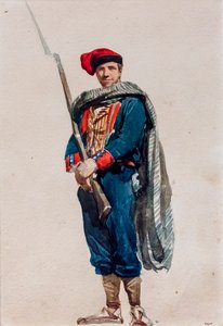 Katalansk frivillig till kriget i Afrika, ca 1860 (akvarell på papper)