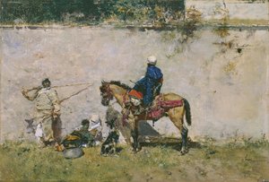 Orientalism: en marockansk familj vid vattnet (Marockanerna) - Målning av Mariano Fortuny (1838-1874)