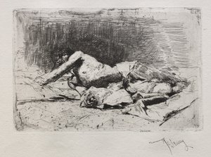 Man rullande smuts. av Mariano José María Bernardo Fortuny y Carbó