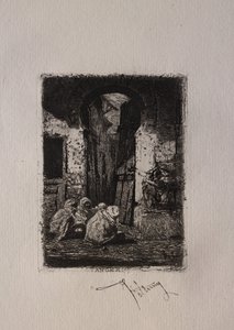 Tanger, sittande araber. av Mariano Fortuny y Carbó