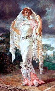 Porträtt av Henriette Fortuny i pompeiansk dräkt