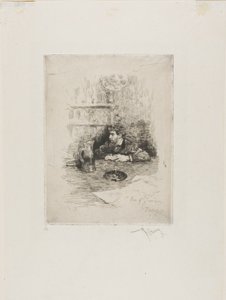 Porträtt av Eduardo Zamaçois, spansk målare av Mariano Fortuny y Marsal