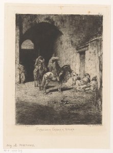 Bewakers van de kasba te Tetouan Casbaha Tetuan Guard (titel på objekt) av Mariano José María Bernardo Fortuny y Carbó