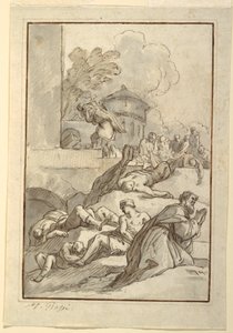 Teckning, Studie av ett helgon under en pest, ca 1790