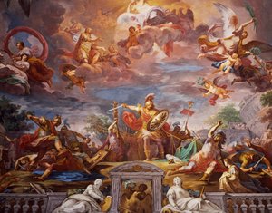Marcus Furius Camillus bryter fördrag med gallerna, entréhallen, Galleria Borghese (fresk)