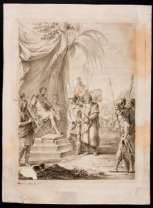 Jugurtha bunden och överlämnad till Silanus, som tar honom till Marius