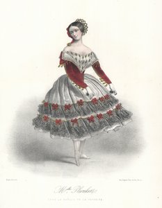 Den belgiska balettdansösen Adeline Plunkett i La Manola de la Favorite, c1860 (färglitografi) av Marie Alexandre (after) Alophe