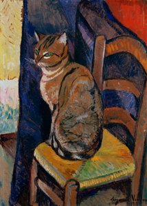 Studie av en katt som sitter på en stol; Studie av en katt, sittande på en stol