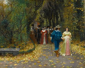 Franska:  Les fiancés De förlovade av Marie Francois Firmin Girard