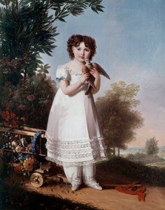 Porträtt till fots av Napoleone Elisa Bacciochi, prinsessan av Piombino (dotter till Elisa Bonaparte och prins Felix Bacciochi) (blivande grevinnan Camerata) (1806-1869) Målning av Marie Guilhelmine Benoist (1768-1826) 1810 sön. 1,46x1,14 m