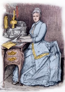 Juliette Lamber (Mme Edmond Adam) (1836-1936), kvinna med franska bokstäver - gravyr av Louise Catherine Breslau (1856-1927) privat samling