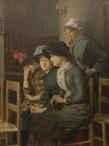 Ung flicka med gäss (olja på duk) av Marie Mrs Dujardin-Beaumetz Petiet