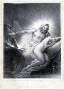 Jupiter och Semele. Litografi av Coupon de Couprie 1826. av Marie Philippe Coupin de la Couperin