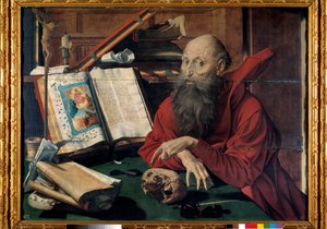 Representation av Saint Hieronymus i hans studie (Målning