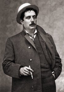 Porträtt av musikerkompositören Giacomo Puccini (1858-1924)