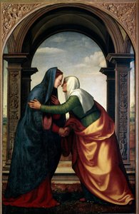 Besöket av St. Elizabeth till Jungfru Maria (olja på panel