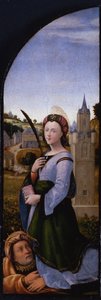 Triptyk: Sankta Barbara och hennes far Dioscurus, 1500