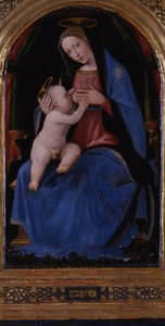 Triptyk, mittpanel: Enthroned Maria lactans, 1500