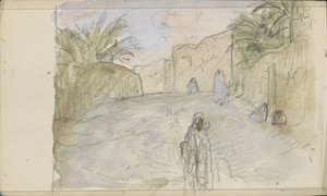 Gata med figurer i Biskra av Marius Bauer