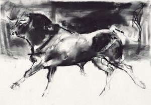 Black Bull (kol på papper) av Mark Adlington