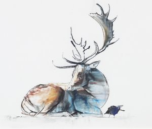 Buck and Bird, 2006 (charcoal und conte på papper)