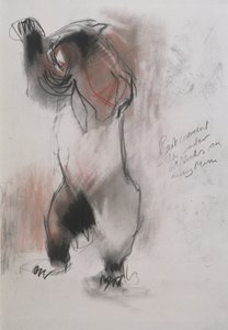 Grizzly, 1995 (kol, grafit och conte på papper) av Mark Adlington