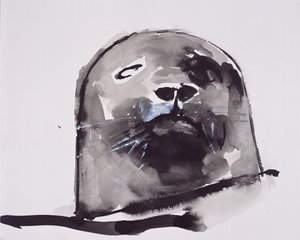 Säl, West Cove (bläck och gouache på papper) av Mark Adlington