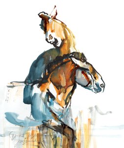 Paleolitikum (Przewalski), 2013 (sennelier bläck, akvarell och gouache) av Mark Adlington