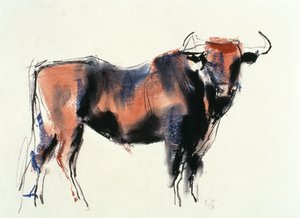 Red Bull, 1998 (grafit, conte och kol på papper) av Mark Adlington