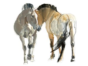 Rencontre (Przewalski), 2013, (akvarell och pigment på papper)