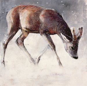 Roe Buck, Winter, 2000 (blandmaterial på papper) av Mark Adlington