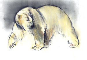 Yellow Ghost, 2016, (conté och pastell på papper) av Mark Adlington
