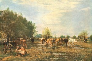 Fen ängar med boskap, 1877, c1930.