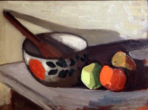 Skål, sked och äpplen av Mark Gertler
