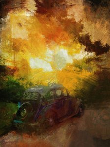 Tidig morgon vid Melbourne, Derbyshire, 2016 (blandteknik) av Mark Gordon