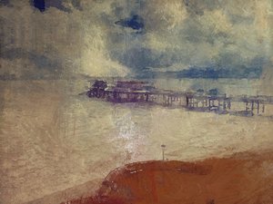 Havslandskap i silver - Cromer Pier, Norfolk (blandteknik) av Mark Gordon