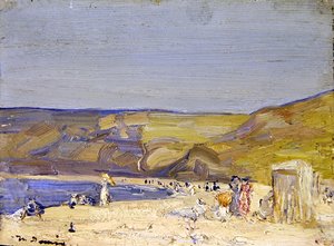 Runswick Bay (olja på panel)