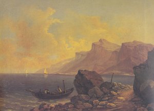 Havslandskap med pråm