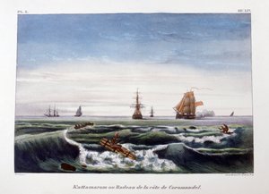 En flotte utanför Coromandels kust, Indien, 1828.
